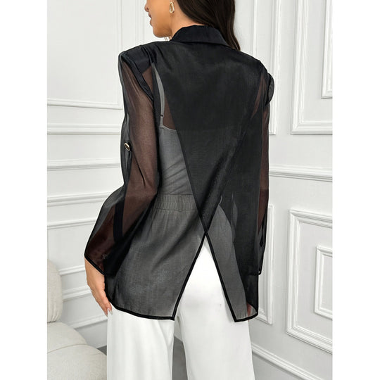 Damen Eleganter Blazer mit transparenten Ärmeln R&B