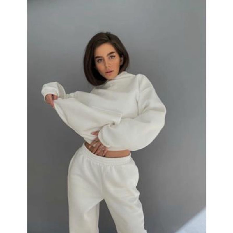 Damen lässiger Kapuzenpullover und Jogginghose Set R&B