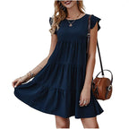 Damen Baumwollkleid mit Volant-Detail und lockerem Schnitt R&B