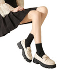 Damen Mokassins mit robustem Blockabsatz und dekorativer Kette R&B