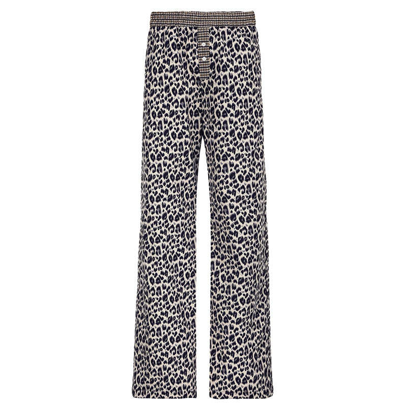 Damen weite Komforthose mit modischem Leopardenmuster R&B