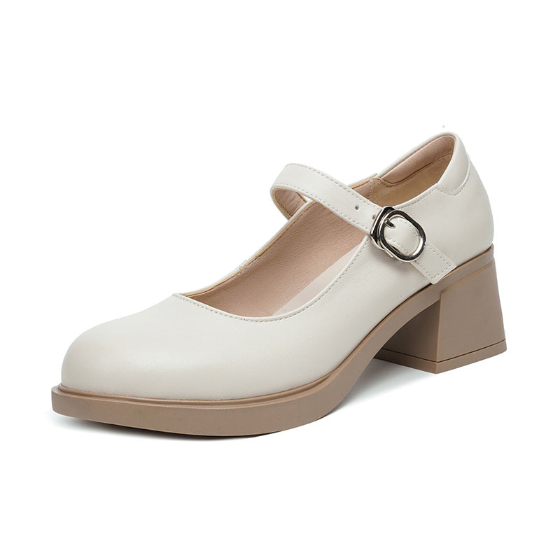 Damen Elegante Blockabsatz Ballerinas mit verstellbarem Riemen R&B