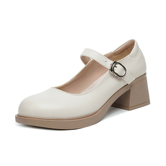 Damen Elegante Blockabsatz Ballerinas mit verstellbarem Riemen R&B