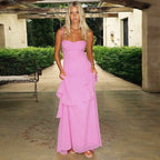 Damen Elegantes Maxikleid mit Rüschendetails und schmalem Schnitt R&B