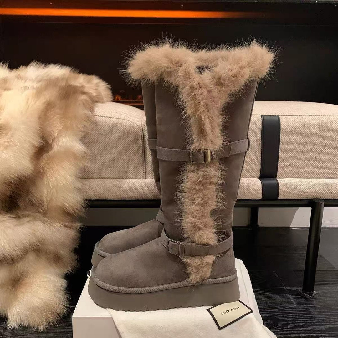 Damen Kuschelige Winterstiefel mit dekorativem Kunstfellabschluss R&B