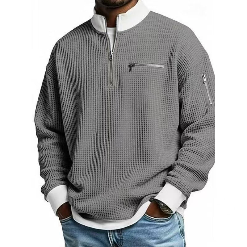 Herren Sweatshirt mit hohem Kragen und praktischem Reißverschluss R&B