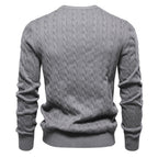 Herren Strickpullover mit Zopfmuster und Rundhalsausschnitt