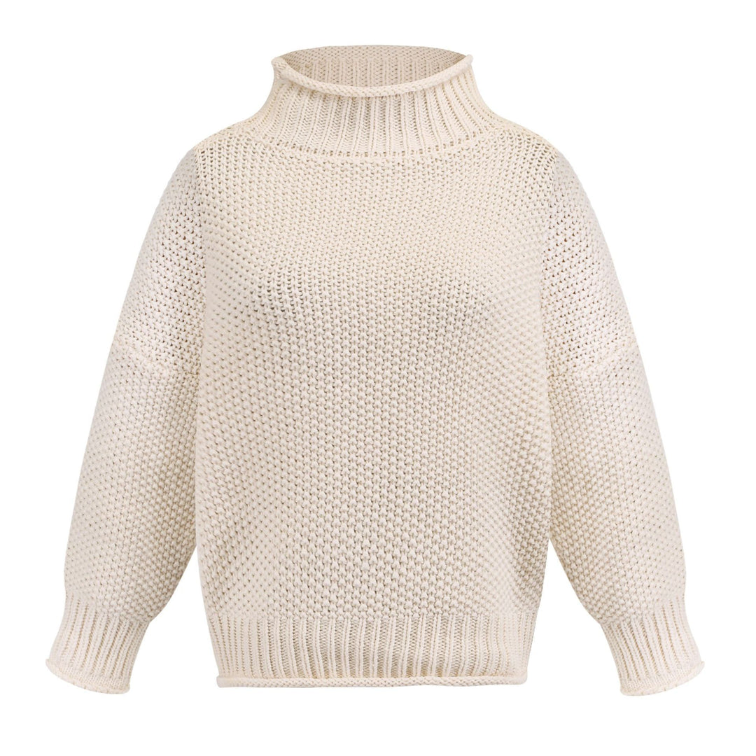 Damen Grobstrickpullover mit Rollkragen und lässigem Schnitt R&B