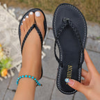 Damen Badesandalen mit geflochtenem Riemen und rutschfester Sohle R&B