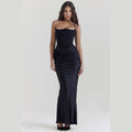 Damen Elegantes Bustier-Maxikleid mit asymmetrischer Drapierung und schickem Schlitz