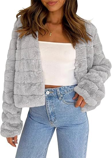 Damen Flauschige und modische Kurzjacke R&B