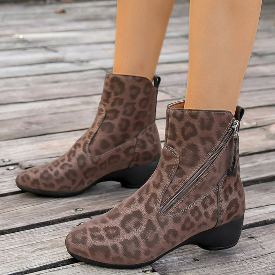 Damen elegante Stiefeletten im tierischen Design mit seitlichem Reißverschluss R&B