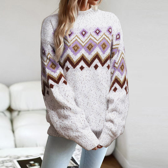 Damen Strickpullover mit geometrischem Muster R&B