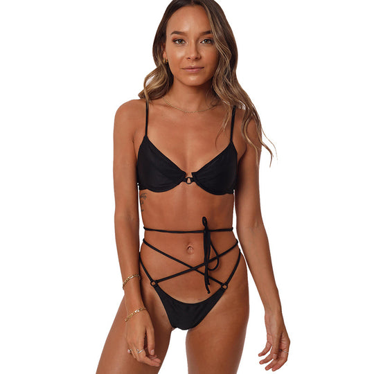 Damen Floral gemusterter Triangel-Bikini mit innovativem Bindesystem R&B