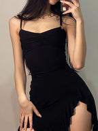 Damen Wickelkleid mit tiefem V-Ausschnitt und halbtransparenten Details R&B