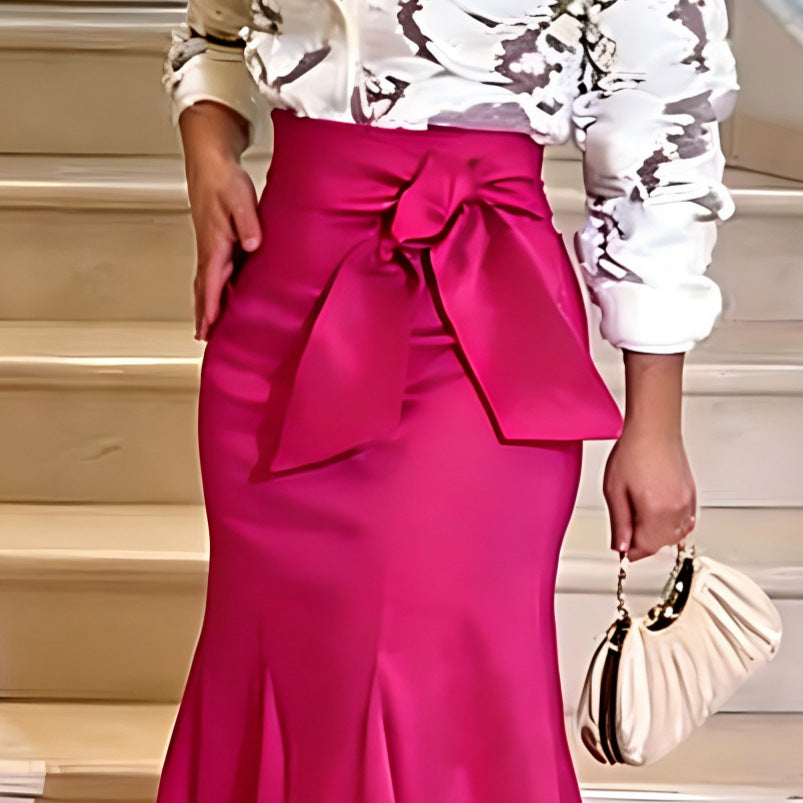 Damen Eleganter Maxi-Rock mit voluminösem Schleifen-Detail R&B