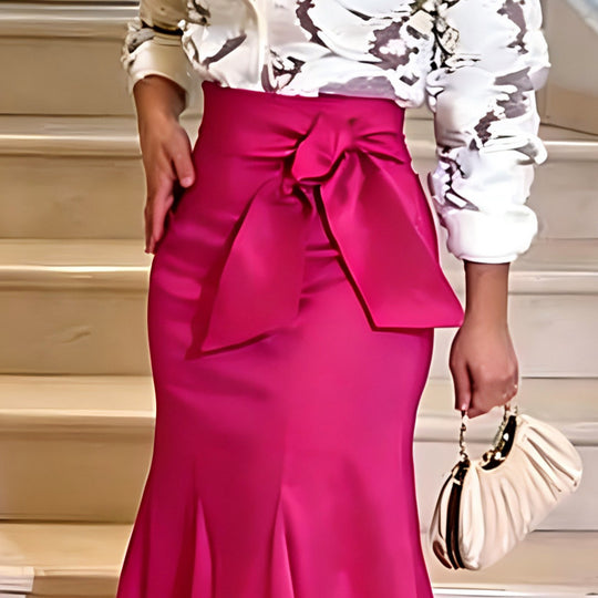 Damen Eleganter Maxi-Rock mit voluminösem Schleifen-Detail R&B