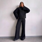 Damen Bequemer Sweat-Loungewear-Anzug mit weitem Schnitt und hohen Ärmeln R&B