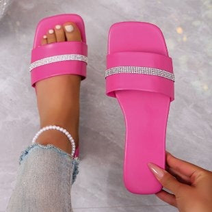 Damen modische Slides mit glitzerndem Riemen R&B