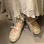 Damen Ballerinas mit floralem Stickereibesatz R&B
