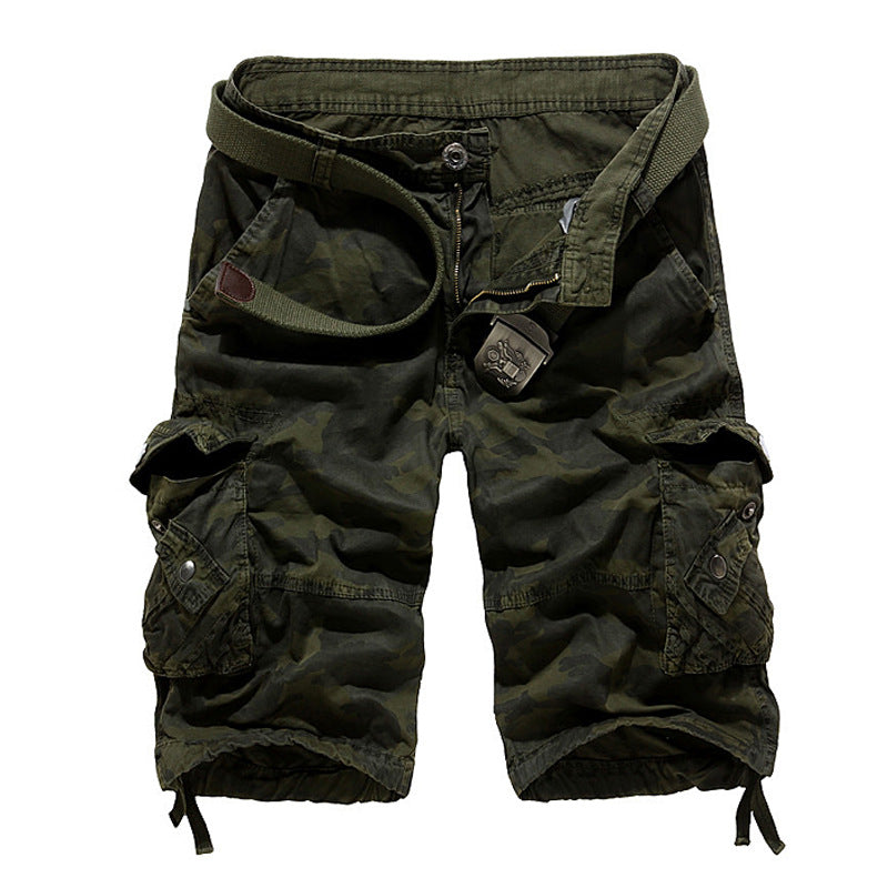 Herren Camo Cargo-Shorts mit mehreren Taschen und verstellbarem Bund R&B