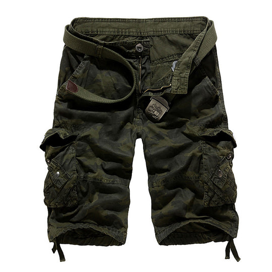 Herren Camo Cargo-Shorts mit mehreren Taschen und verstellbarem Bund R&B
