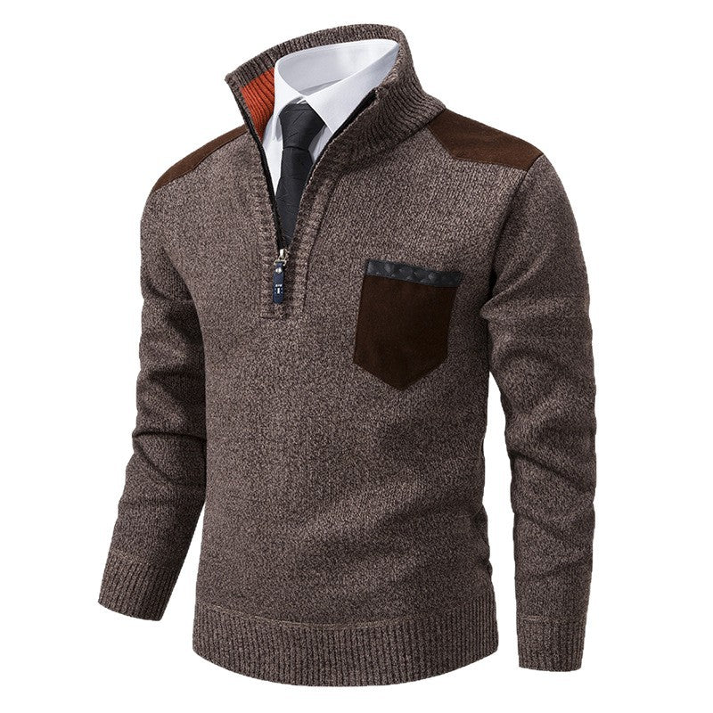 Herren lässiger Pullover mit halbem Reißverschluss und modernem Kragen R&B