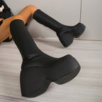 Damen Wedge-Stiefel mit robustem Plateau und modischem Design R&B