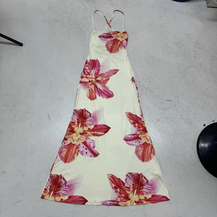 Damen Maxikleid mit floralem Muster und verstellbaren Trägern R&B
