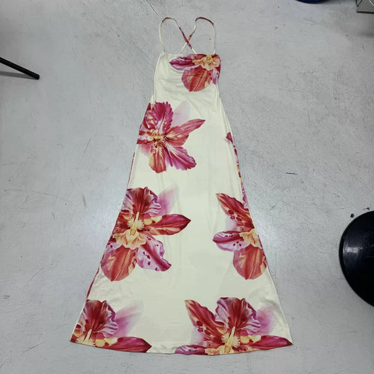 Damen Maxikleid mit floralem Muster und verstellbaren Trägern R&B