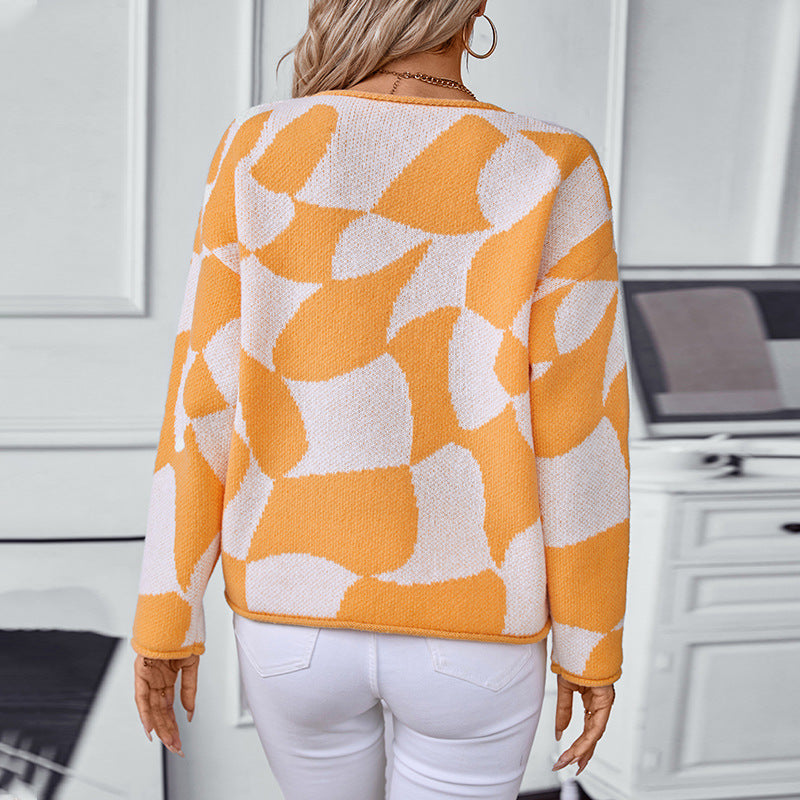 Damen Strickpullover mit modernem Muster und lässigem Schnitt