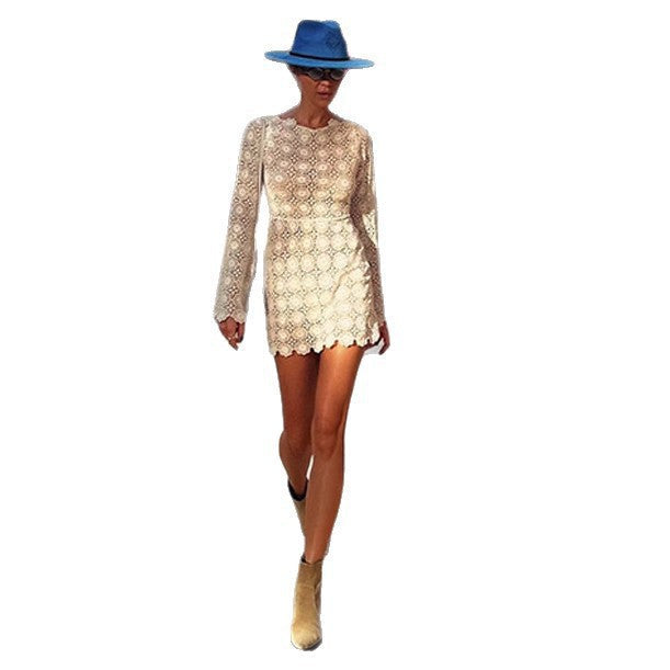 Damen Elegant gehäkeltes Minikleid R&B