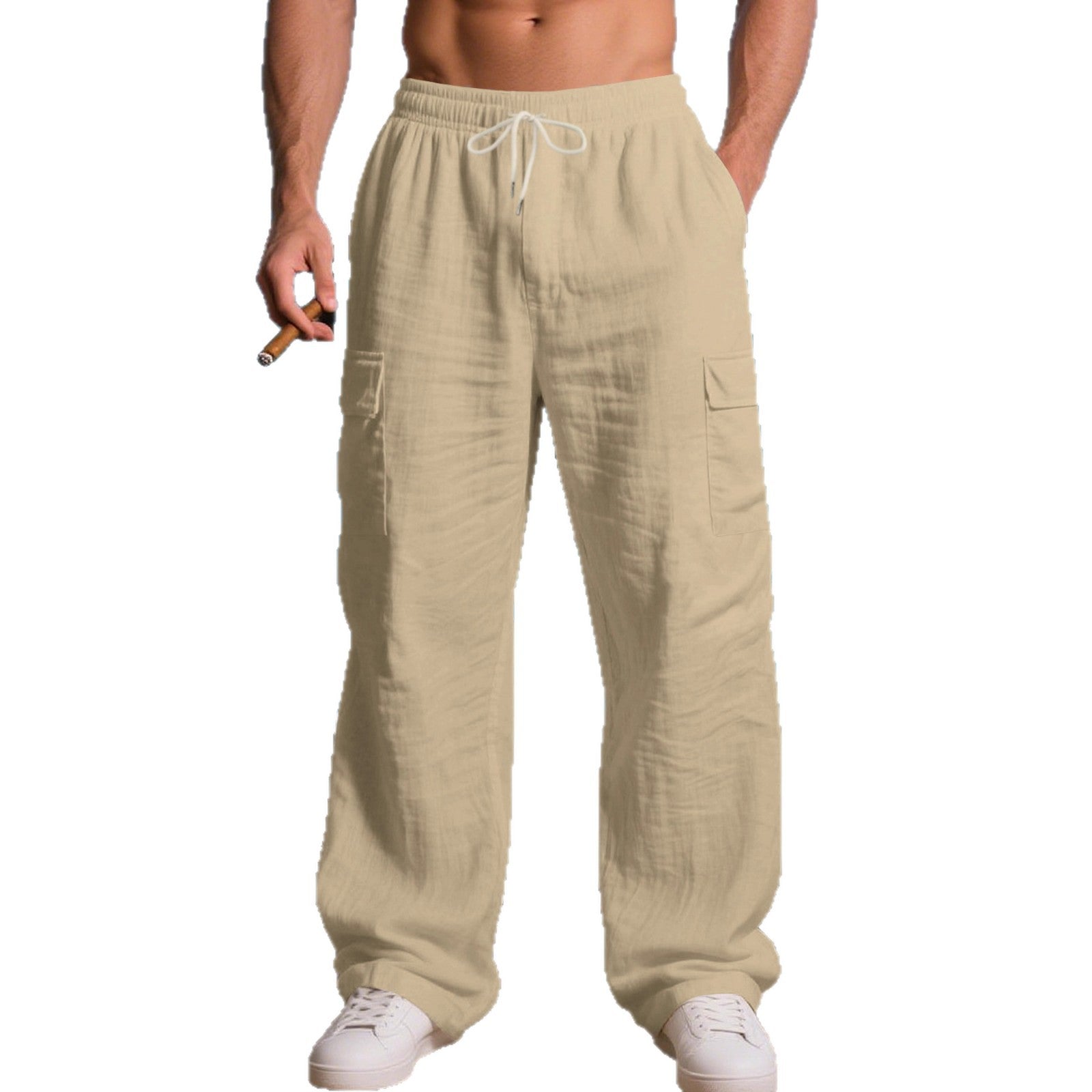 Herren entspannte Cargo-Hose mit elastischem Bund und praktischen Seitentaschen R&B