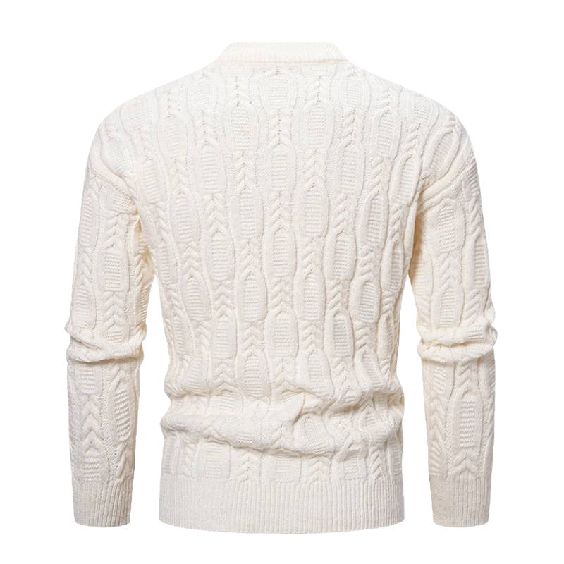 Herren Grobstrickpullover mit modernem Zopfmuster und Rundhalsausschnitt R&B