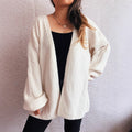 Damen lässige Strickjacke mit weitem Schnitt und voluminösen Ärmeln R&B