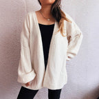 Damen lässige Strickjacke mit weitem Schnitt und voluminösen Ärmeln R&B