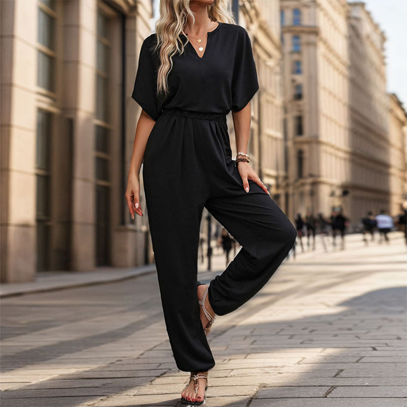 Damen lässiger Jumpsuit mit eleganter Drapierung und Taillierung R&B