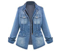 Damen Denim-Jacke mit praktischen aufgesetzten Taschen und Kordelzug