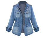 Damen Denim-Jacke mit praktischen aufgesetzten Taschen und Kordelzug