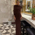 Damen Elegantes Maxi-Kleid mit drapiertem Oberteil R&B