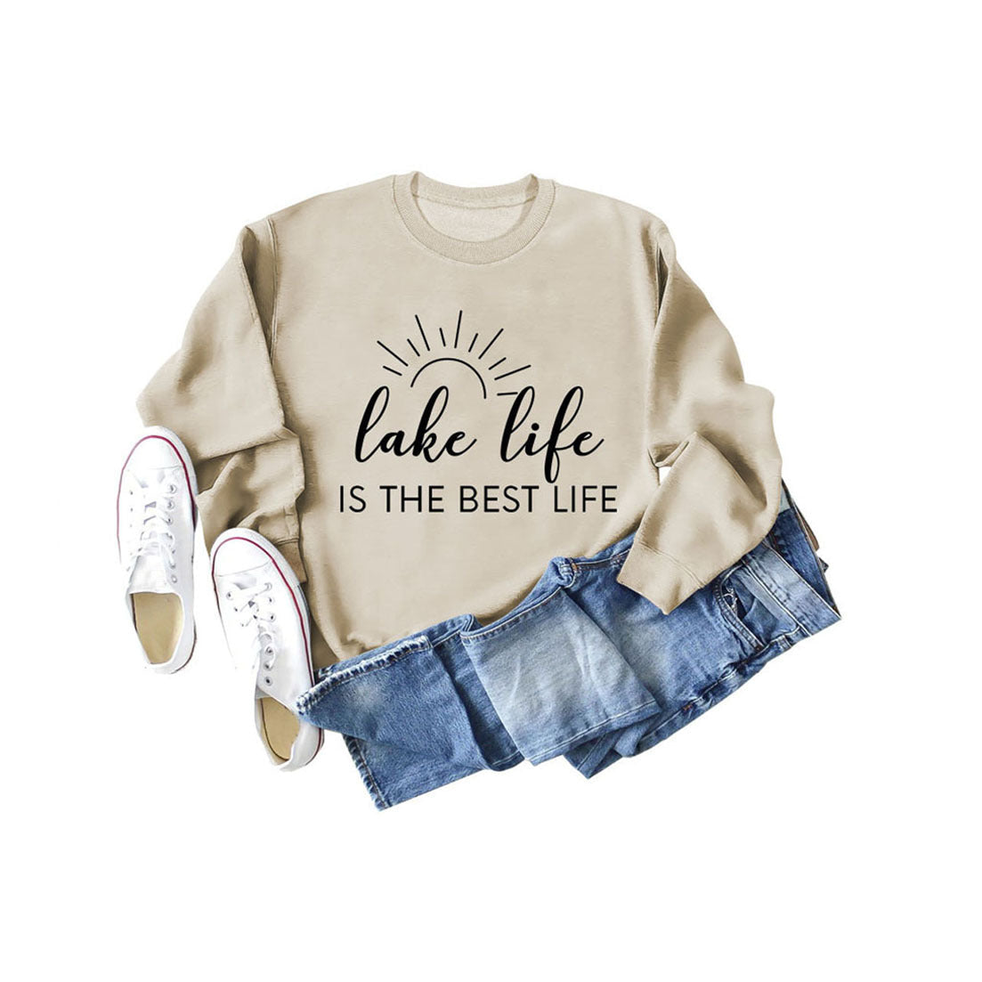 Damen Sweatshirt mit kreativem Druck und lässiger Passform R&B
