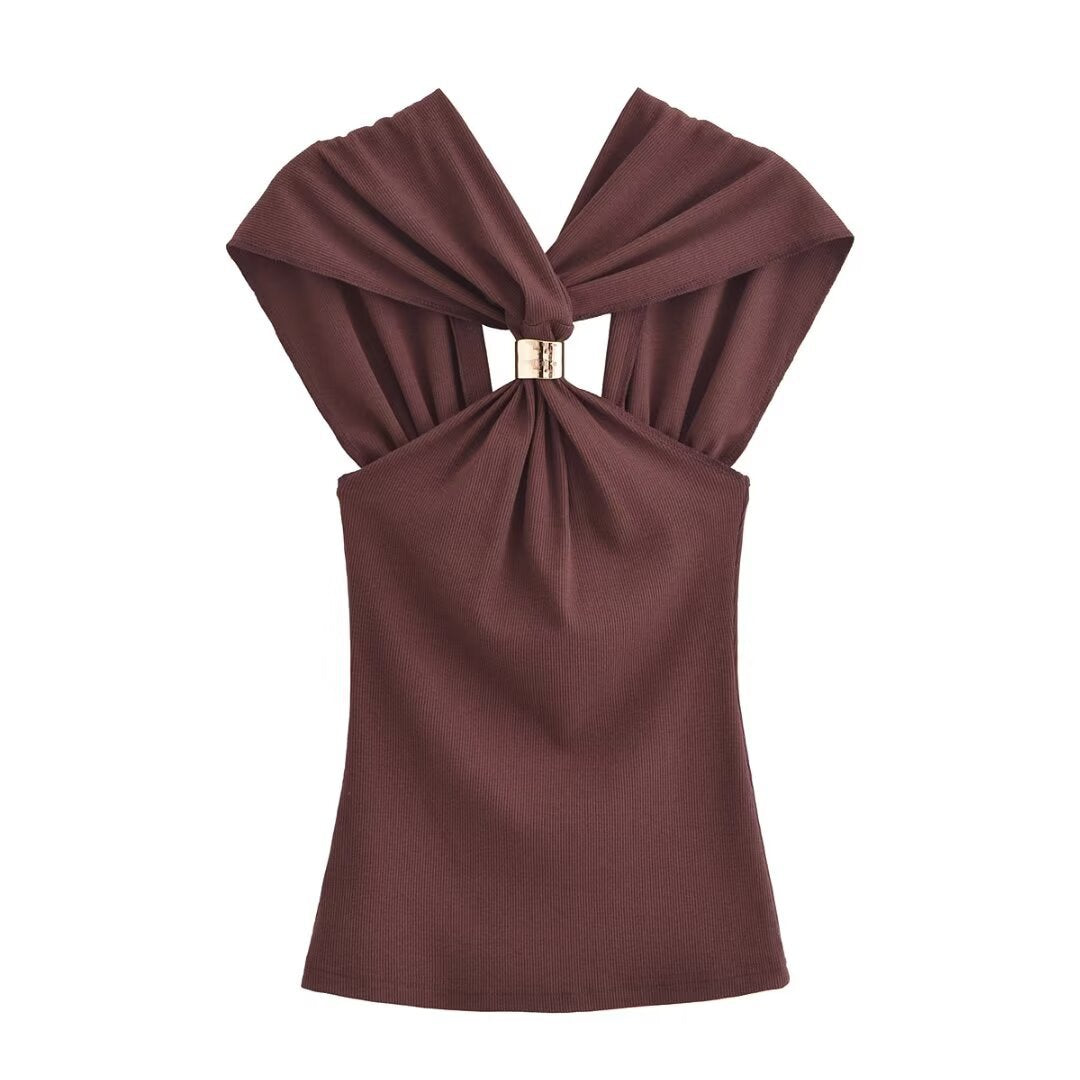 Damen elegantes Oberteil mit raffiniertem Knotendetail