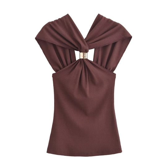 Damen elegantes Oberteil mit raffiniertem Knotendetail R&B