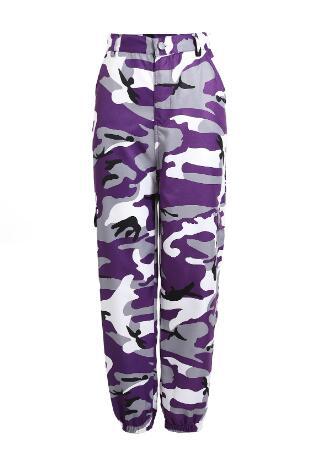 Damen Cargohose im modernen Camouflage-Design mit praktischen Taschen und elastischem Bund R&B