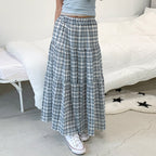 Damen Maxirock mit kariertem Design und gestuftem Schnitt R&B