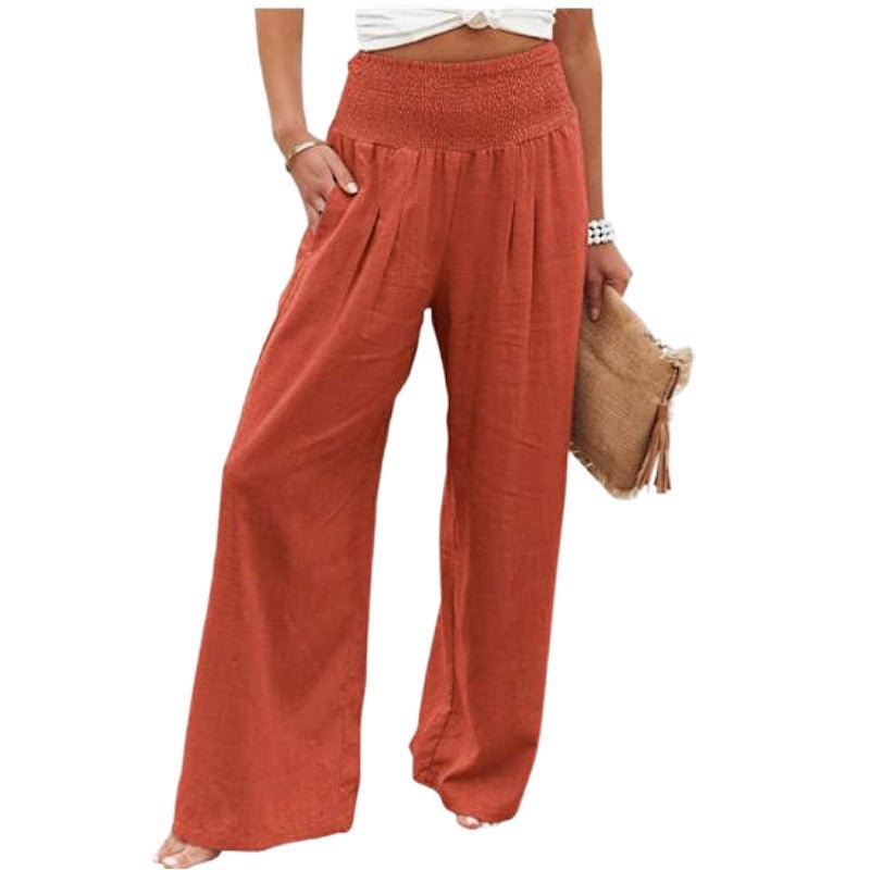 Damen weite Sommerhose mit elastischem Bund und komfortablem Schnitt R&B