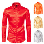 Herren Elegantes und glänzendes Langarmhemd mit innovativer Textur R&B
