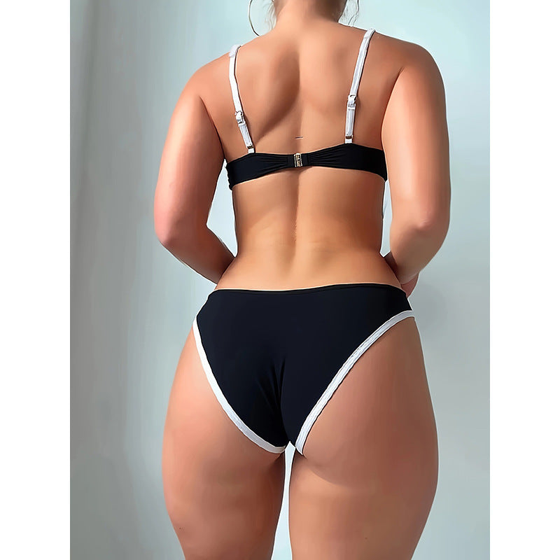 Damen Hochgeschnittener Bikini mit stilvollem Reißverschluss und breiten Trägern