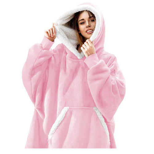 Damen Gemütlicher Hoodie-Poncho mit weichem Futter und praktischen Taschen R&B