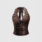 Damen Cut-Out Top mit Leo-Muster R&B
